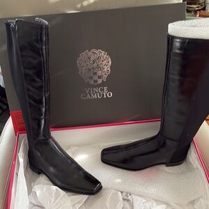 Vince Camuto Black Leather Knee-High Boots